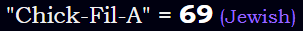 "Chick-Fil-A" = 69 (Jewish)