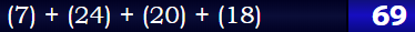 (7) + (24) + (20) + (18) = 69