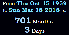 701 Months, 3 Days