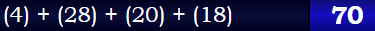 (4) + (28) + (20) + (18) = 70