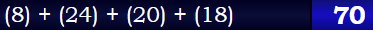 (8) + (24) + (20) + (18) = 70