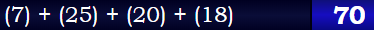 (7) + (25) + (20) + (18) = 70