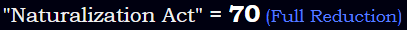 "Naturalization Act" = 70 (Full Reduction)