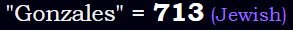 "Gonzales" = 713 (Jewish)