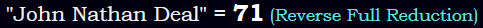 "John Nathan Deal" = 71 (Reverse Full Reduction)