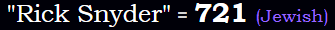 "Rick Snyder" = 721 (Jewish)