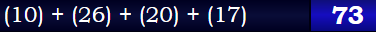 (10) + (26) + (20) + (17) = 73