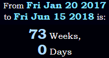73 Weeks, 0 Days