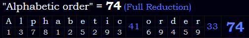 "Alphabetic order" = 74 (Full Reduction)