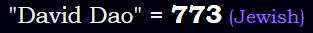 "David Dao" = 773 (Jewish)