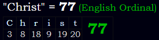 "Christ" = 77 (English Ordinal)