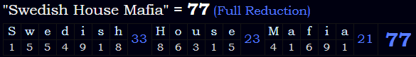 "Swedish House Mafia" = 77 (Full Reduction)