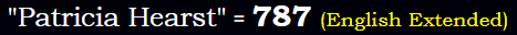 "Patricia Hearst" = 787 (English Extended)