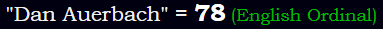 "Dan Auerbach" = 78 (English Ordinal)