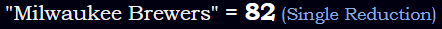 "Milwaukee Brewers" = 82 (Single Reduction)