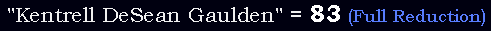 "Kentrell DeSean Gaulden" = 83 (Full Reduction)