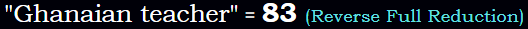 "Ghanaian teacher" = 83 (Reverse Full Reduction)