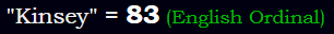 "Kinsey" = 83 (English Ordinal)