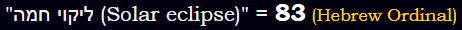 "ליקוי חמה (Solar eclipse)" = 83 (Hebrew Ordinal)