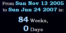 84 Weeks, 0 Days