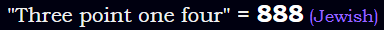 "Three point one four" = 888 (Jewish)