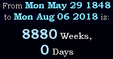 8880 Weeks, 0 Days