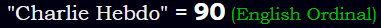 "Charlie Hebdo" = 90 (English Ordinal)