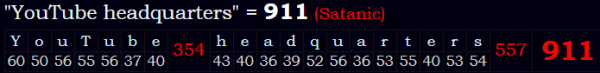 "YouTube headquarters" = 911 (Satanic)