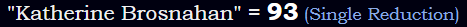 "Katherine Brosnahan" = 93 (Single Reduction)