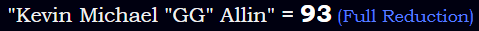 "Kevin Michael "GG" Allin" = 93 (Full Reduction)