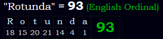 "Rotunda" = 93 (English Ordinal)