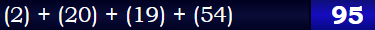 (2) + (20) + (19) + (54) = 95