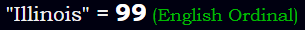 "Illinois" = 99 (English Ordinal)