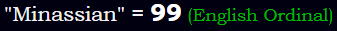 "Minassian" = 99 (English Ordinal)