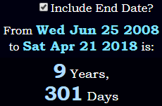 9 Years, 301 Days