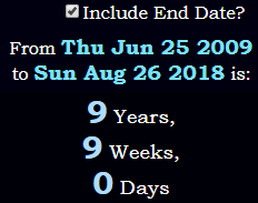 9 Years, 9 Weeks, 0 Days