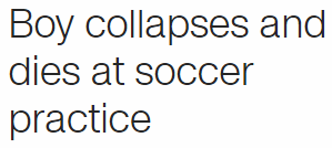 Boy collapses and dies at soccer practice