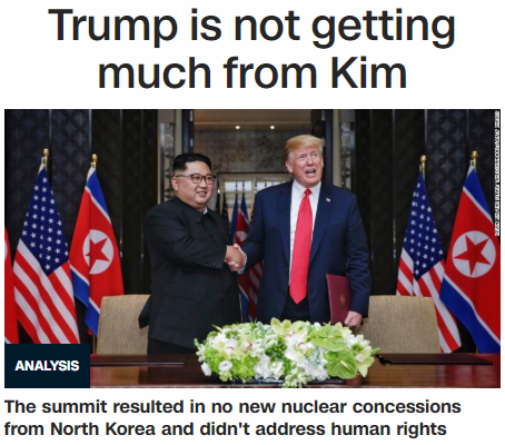 Trump is not getting much from Kim - The summit resulted in no new nuclear concessions from North Korea and didn't address human rights