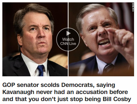 GOP senator scolds Democrats, saying Kavanaugh never had an accusation before and that you don't just stop being Bill Cosby