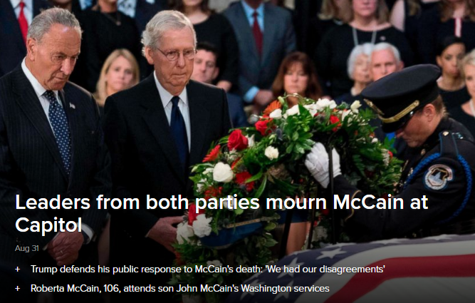 Leaders from both parties mourn McCain at Capitol