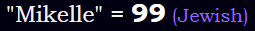 "Mikelle" = 99 (Jewish)