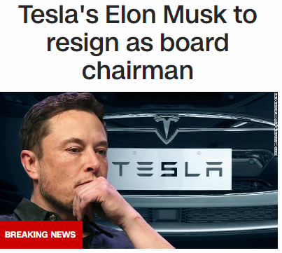 Tesla's Elon Musk to resign as board chairman