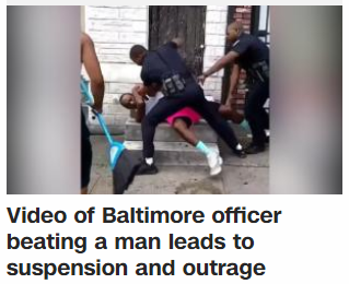 Video of Baltimore officer beating a man leads to suspension and outrage