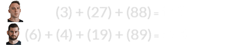 (3) + (27) + (88) = 118 and (6) + (4) + (19) + (89) = 118