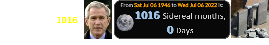 Bush Jr. was also exactly 1016 Sidereal months old: