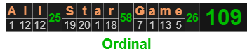 All-Star Game = 109 Ordinal