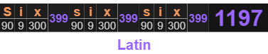 Six six six = 1197 Latin
