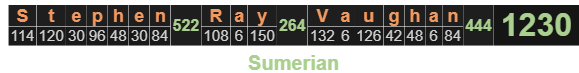 Stephen Ray Vaughan = 1230 Sumerian