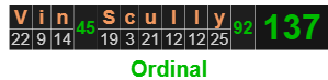 Vin Scully = 137 Ordinal