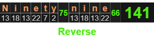 "Ninety nine" = 141 (Reverse)
